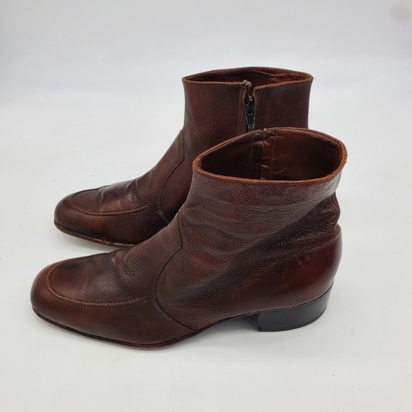 Vintage The Florsheim Shoes Men 11 D Essex Moc Toe Zipper Leather Ankle Boots - Picture 9 of 12